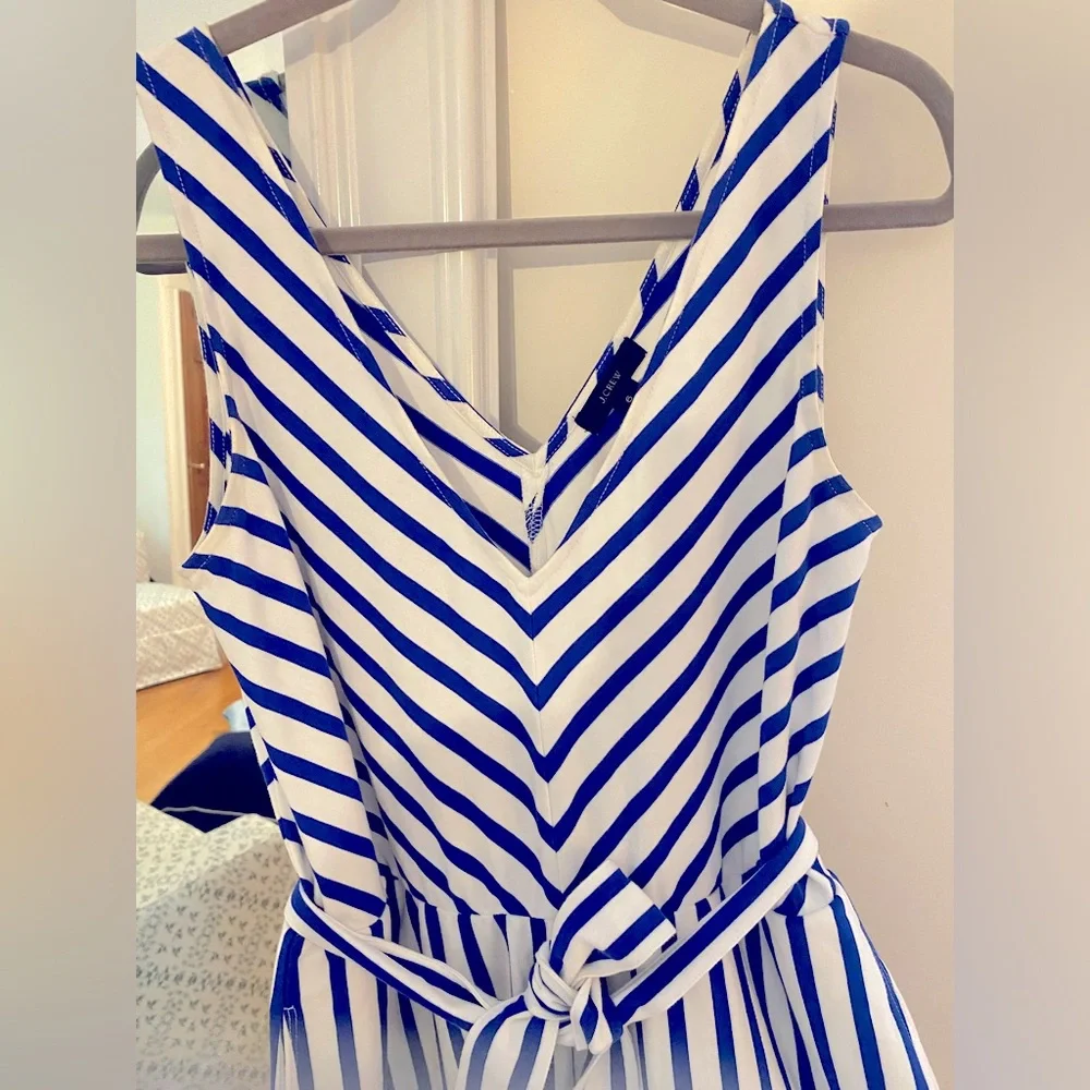 J. Crew Blue & White Striped Wide Leg Romper - Picture 3 of 6